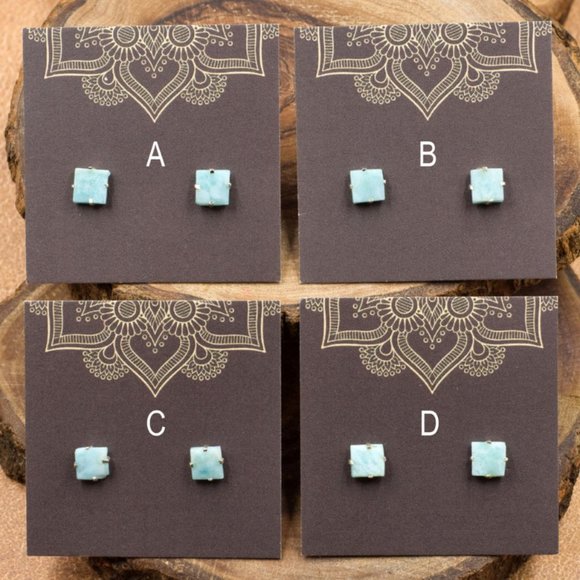Larimar and Sterling Silver Crystal Stud Earrings - Choose the pair you want - Picture 2 of 4
